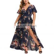 A-line Floral Printing Chiffon Woman Dress Summer Long Dresses Plus Size Women Clothing Maxi Casual Dress thumbnail-1