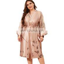 Ice silk ladies silk nightgown spring and summer silk bathrobes European and American plus size home service