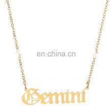 Vintage Gold Silver Stainless Steel 12 Zodiac Sign English Letter Necklace For Women Birthday Jewelry Gift thumbnail-2