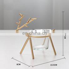 Fawn Bulk Black Gold Geometric Wedding Metal Glass Home Decor Candles Holder thumbnail-5