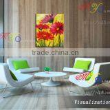 Handmade Home Decor Artwork Red Flowers Oil Painting on Canvas thumbnail-4