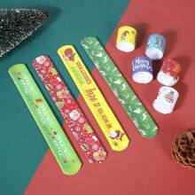 Hot Sale Customized Christmas Printed Festival Activity Silicone Slap Wrist Band Bracelet thumbnail-6