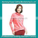 2014 Fashion Highneck Bulk Plain T-shirts for Women With High Quality / Pink Color / Long Sleeve thumbnail-1