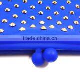 Metal Decor Navy Blue Wallet Photos Durable Retro Coin Purse Silicone Long Purse thumbnail-5