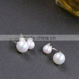 Fashion 925 Silver Double Pearl Earrings for Women for Gift thumbnail-1