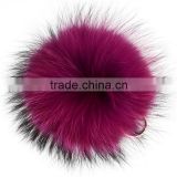 Top auality facotry direct sale 15cm colorful animal fur pom poms keychain New genuine raccoon fur ball key ring