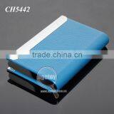 High Quality Box Packing Lichee Pattern Blue Leather Flannelette Lining Stainless Steel Metal Novelty Leather Credit Card Holder thumbnail-4