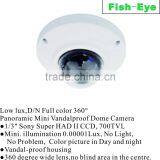 Low lux,D/N Full color 360 degree Panoramic Mini Vandalproof Dome Camera