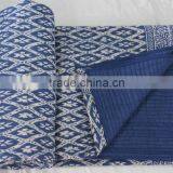 Indigo Blue Hand Block Print Cotton Machine Quilt Ekat Print Cotton Quilt thumbnail-1
