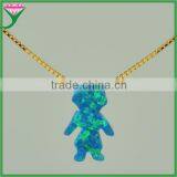 925 Silver Chains OP36 Blue Green Synthetic Opal Gems Opal Boy Shape Pendants thumbnail-3