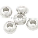 Brass Finding Beads, Rondelle, Silver Color, Size: about 6mm in diameter, 4mm thick, hole: 3mm(KK-Q083-S)