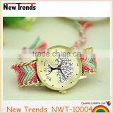 New Arival Fashion Colorful String Weaved Tree Design Quartz Lady Watch thumbnail-2