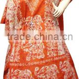 RTCF-10 Fashionable Short Dress For Women Elephant Print Pure Rayon Caftan / Kaftans From Jaipur India Wholesale Mix Lot