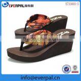 Ladies Printing Sexy Satin Strap Wedge Flip Flop Sandals thumbnail-5