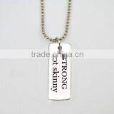 Antique Silver Plated Sports Rectangular STRONG Not Skinny Charms With Bead Gym Necklace