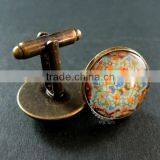 20mm Vintage Style Antiqued Bronze Morocco Style Art Collage Glass Cabochon Round Cufflinks Fashion Wedding Cuff Link 6600046 thumbnail-5