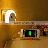 Smart Light Sensor LED Night Light With USB Interface Plate Wall Charger Perfect for Bathroom Bedroom Multi-function Night Lamp