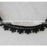 New Design 1.4cm Width Narrow Black Lovely Flower Scallop Cotton Crochet Lace Trims thumbnail-6