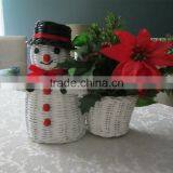 2016 New Snowman and Baskets Design White Wicker Craft Christmas Decor thumbnail-2