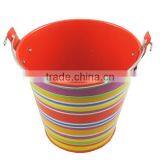 Handle Tin Stripe Small Metal Round Bucket Tin