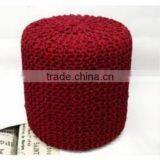 Store More Modern Design Polyester Round Knit Pouf thumbnail-1
