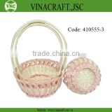 Fruit willow baskets with handle in pink corlor for gift