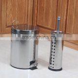 5L Round Stainless Steel Trash Can/Waste Bin/Dust Bin With Toilet Brush Holder thumbnail-1