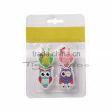 Kid Funny Animal Shape Novelty 4 PK Owl Shaped Pink Eraser thumbnail-2