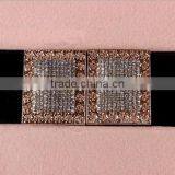 Wholesale Luxury Rhinestone Paved Ring Type Alloy Buckle Wide PU Waist Belt thumbnail-2