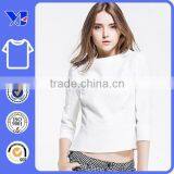 Nice Tight-Fitting Long-Sleeved Dobby Design T-shirt Plain White thumbnail-1