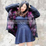 CX-G-P-05K Women Real Raccoon Fur Collar Decorate Real Fox Fur Parka thumbnail-3