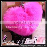 CX-R-46 Heart-Shaped Lovely Decoration High Quality Rex Rabbit Fur Keychain thumbnail-2