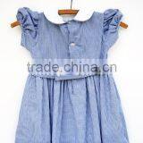 Baby Girls Dress Designs Hand Work Cotton Blue Dress thumbnail-2