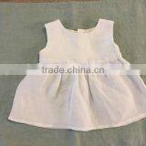 Handmade Boutique Design Baby Linen Clothes Girls Plain White Dress Children Party Wear Medium Dresses thumbnail-1