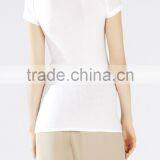 Plain SHORT-SLEEVE V-NECK TOP White Blank Everyday Women t Shirt thumbnail-2