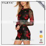 Embroidered Long Sleeve Latest Black Dress Women Party thumbnail-1