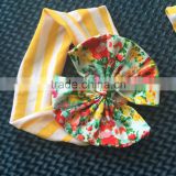 XF-445 Wholesale fashion Children's hair accessories fancy baby girls knot headbands floral pattern with stripe hairband
