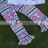 A Limited Edition Long Sleeves Butterfly Aztec Pant Outfit Hot Sell Girls Cute Kids Suit With Matching Necklace and Headband thumbnail-2