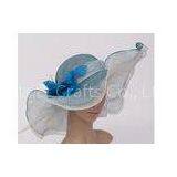 Light Green Ladies Tea Party Hats With 14cm Wavy Soft Brim For Banquet thumbnail-1