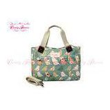 Eco Friendly Green Birds Flower print handbags with 1 zip pocket