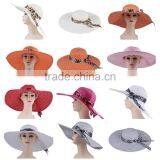 Leapord Chiffon Band Wide Brim Bucket Straw Cap Summer Outdoor Beach Hat thumbnail-6