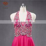 Cheap Best Quality ZZ-E0012 See Through Backless Halter Beading Long Chiffon Evening Dress thumbnail-2