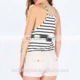2016 BAIYIMO Hot Sale Women Sexy Off-shoulder Black and White Stripe Vest Tamk Top Shirt thumbnail-2