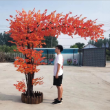 Plastic Material Small Artificial Maple Tree With Steel Structure