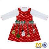 Christmas Latest Western Dress Patterns For Girls Cute Long Sleeve White Dot Green Bow Fashen Socks And Snowman Red Dress Kids thumbnail-2