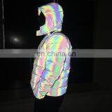 Winter Dazzling Reflective Color Cotton Padded Hoodie Jacket for Men and Women thumbnail-4