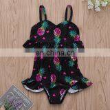 2019 Fashion New Summer Toddler Bathing Suit Pineapple Full Print Black Swimsuit Toddler Valentine's Day thumbnail-2