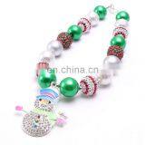 Christmas Girl Necklace With Snowman Chunky Bubblegum Pendant Necklace Kids New Year Gift thumbnail-1