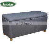 Reatai Modern Pink Velvet Leather Long Narrow Wood Bench for Bedroom thumbnail-4
