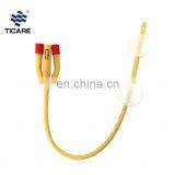 Three Way 16fr 26fr Silicone Coated Indwelling Urinary Bladder Urine Foley Catheter With Balloon thumbnail-2